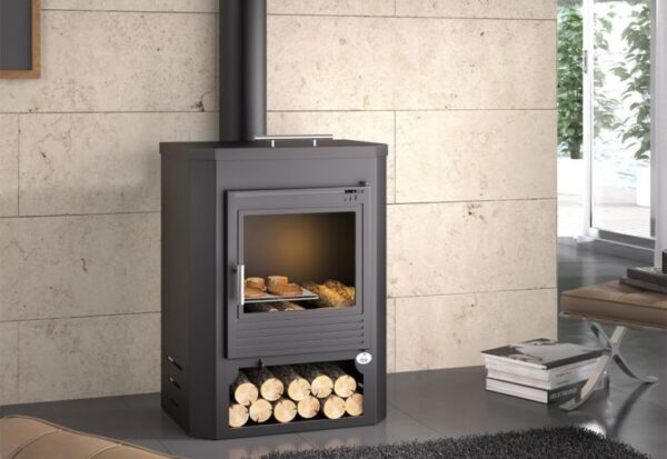 Poêle à bois double combustion bûcher et grille de cuisson 11 kW – M-102