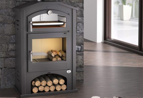 Poêle à bois double combustion avec four et bûcher 12 kW – M-106